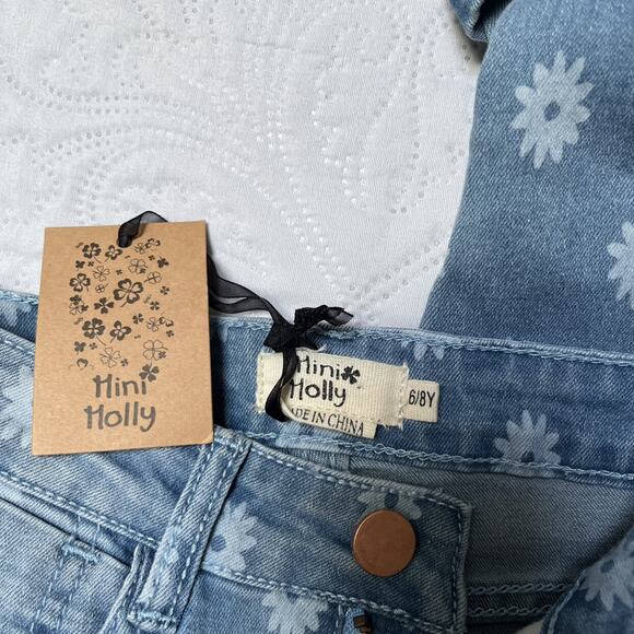 NWT Mini Molly Floral Denim Jeans Size 6-8 - Picture 6 of 11
